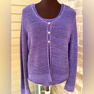 SIGRID OLSEN sM purple sweater set Tank/cardigan Easy care nylon bld Looks new